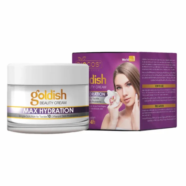 **Max Hydration Goldish Beauty Cream** | Advanced Anti-Aging & Brightening Formula | Enriched with Vitamin B6, Arbutin & Zinc Oxide | Fades Dark Circles, Repairs Sun Damage & Enhances Skin Tone – 26g